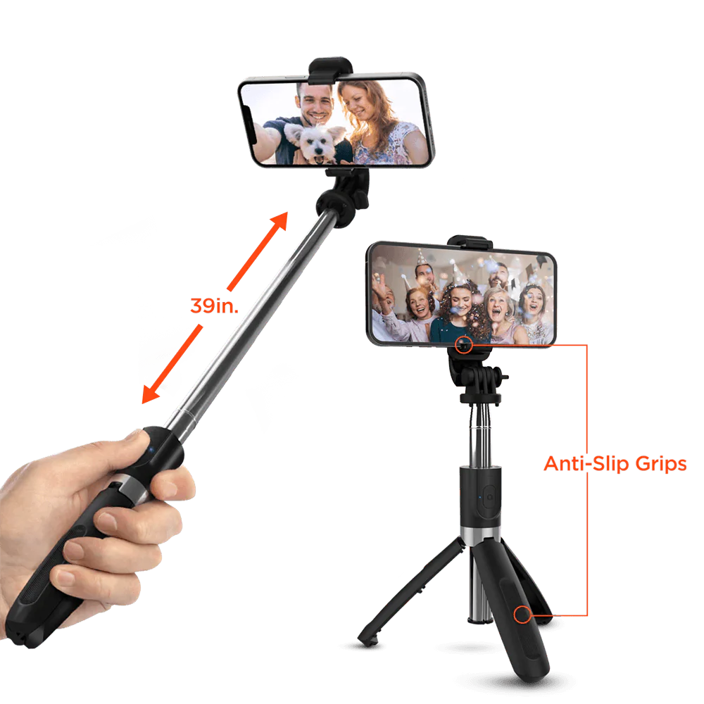 HyperGear - Vlogging Tripod & Selfie Stick In One - Black