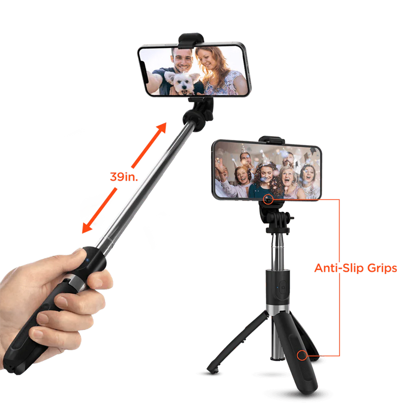 HyperGear - Vlogging Tripod & Selfie Stick In One - Black