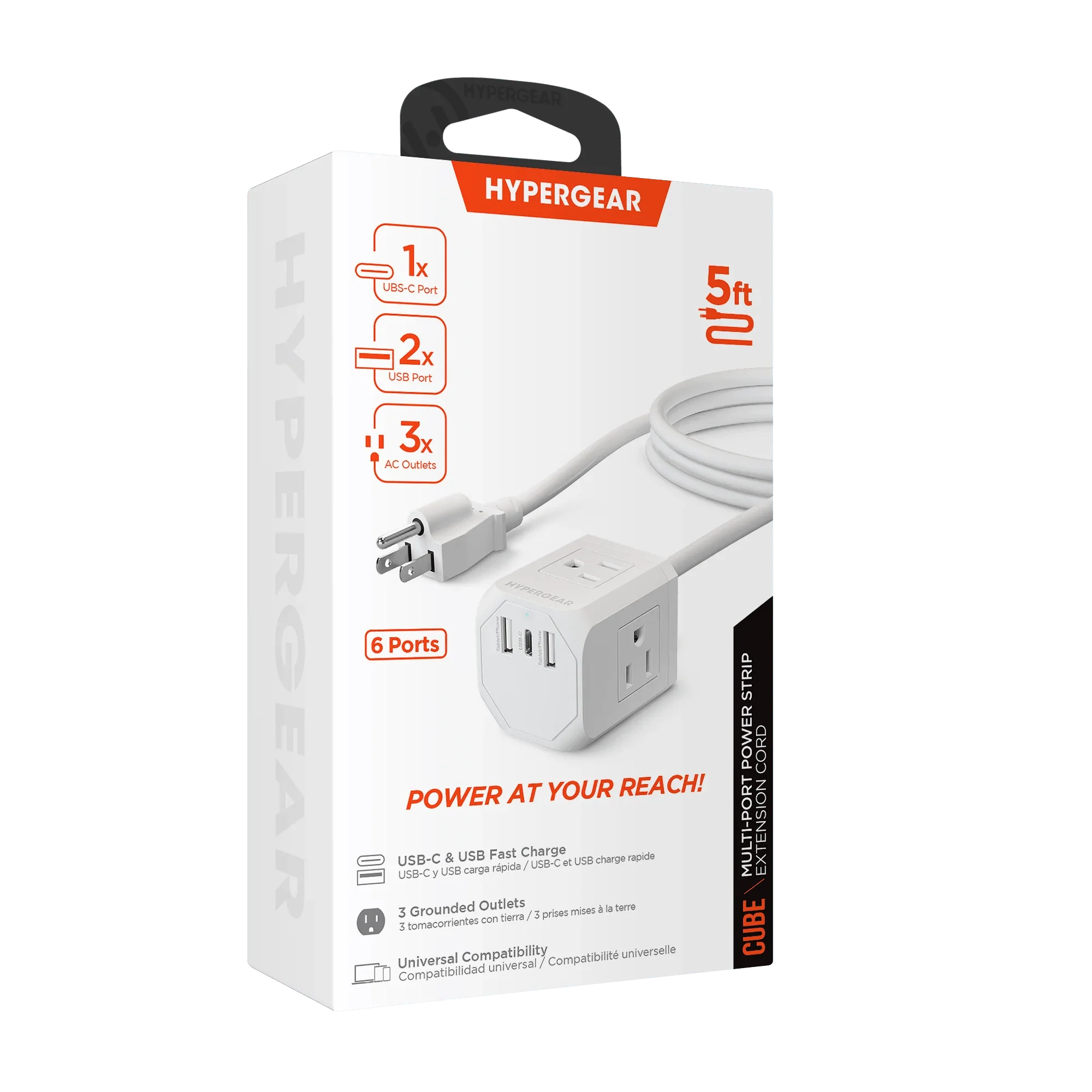 HyperGear - Wall Charger Power Strip Extension Cord