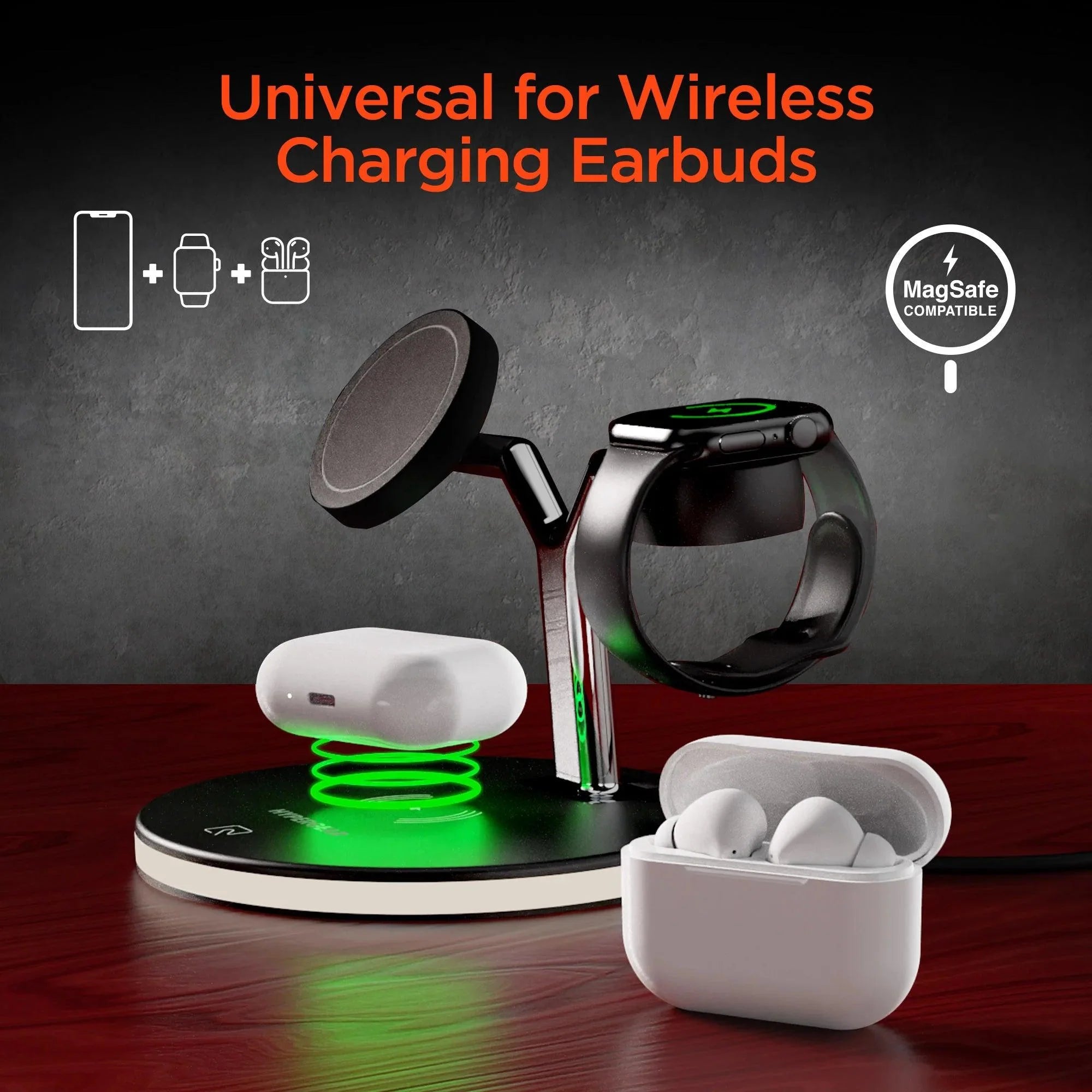 HyperGear - Wireless Charging Stand 3 In 1 - Black
