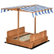 Outsunny Kids Sandbox Wooden with Cover Adjustable Canopy Foldable Bench Seats Sand Play Red