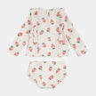 Strawberry Print on Crème Long-Sleeve Rashguard Set | Petit Lem