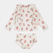 Strawberry Print on Crème Long-Sleeve Rashguard Set | Petit Lem