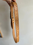 Tooled Leather Belt with Ornate Citrine Buckle