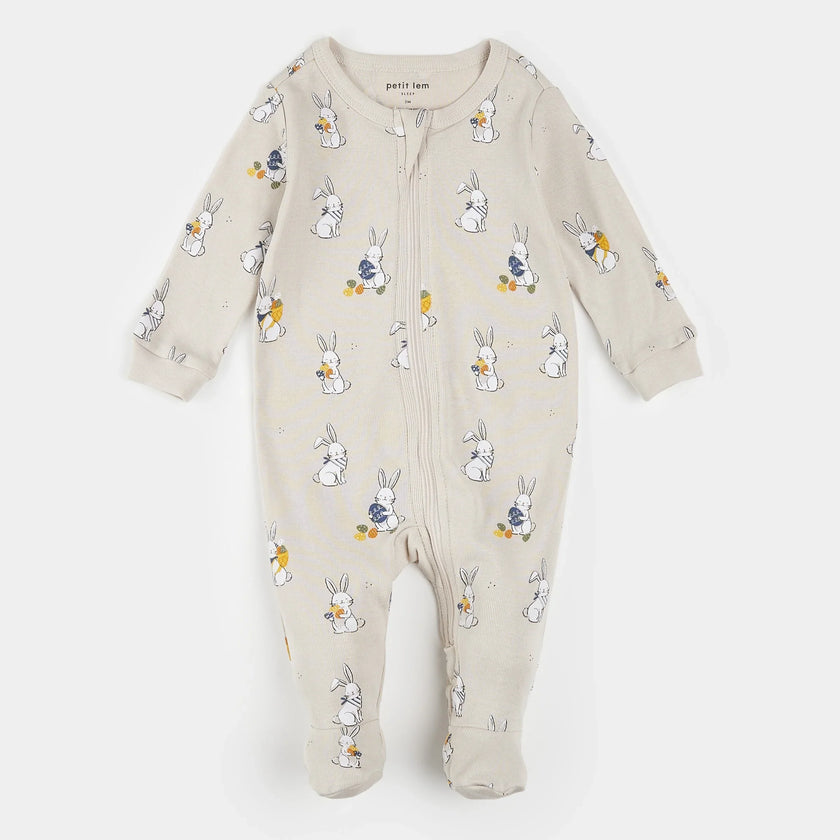 Egg Hunt Print on Crème Sleeper | Petit Lem