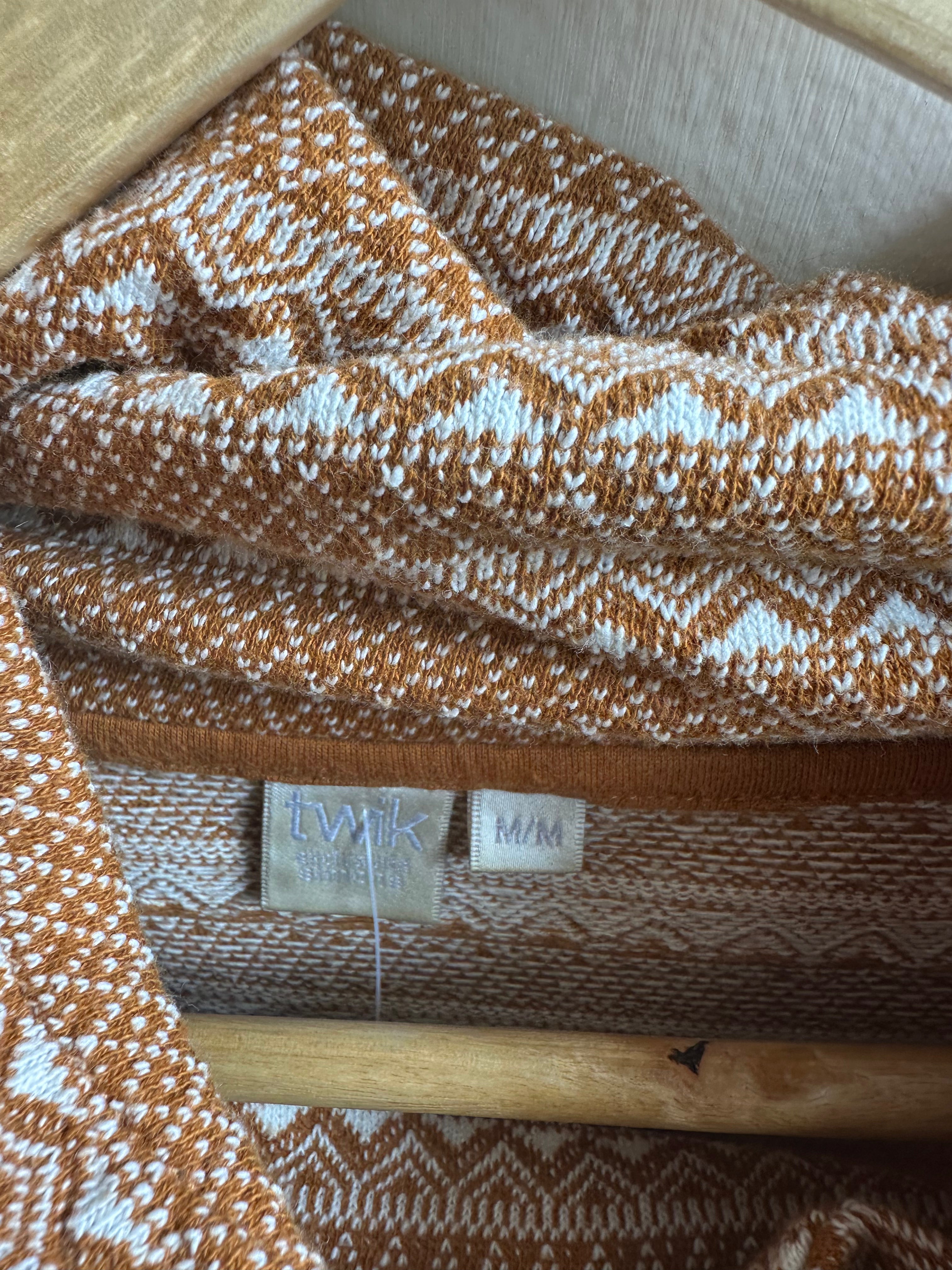 Twik Cozy Aztec-Inspired Funnel Neck Pullover | Size Medium