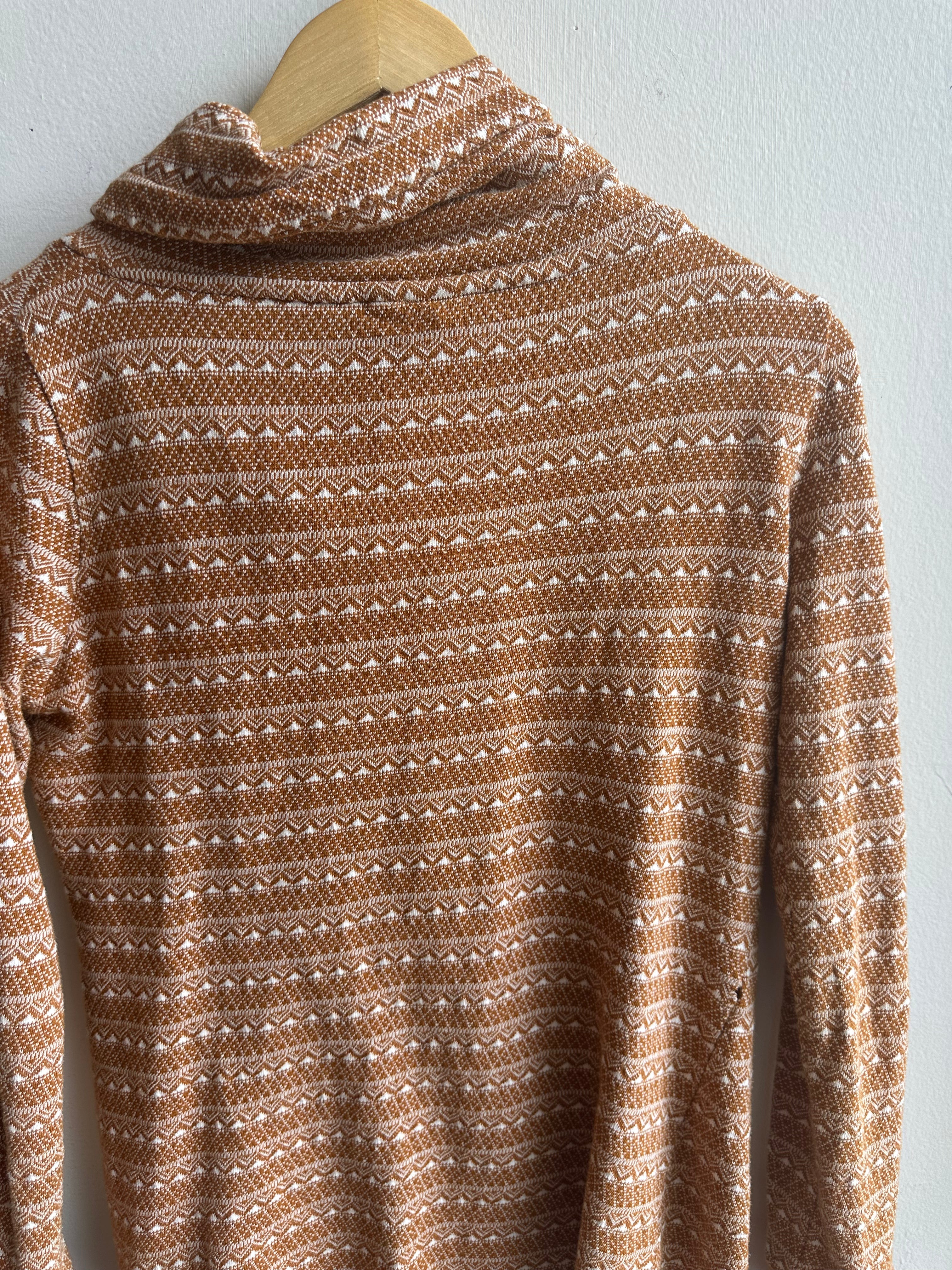 Twik Cozy Aztec-Inspired Funnel Neck Pullover | Size Medium