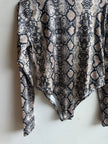 Snakeskin Print Long Sleeve Bodysuit – Tagged XXL, Fits Like Large