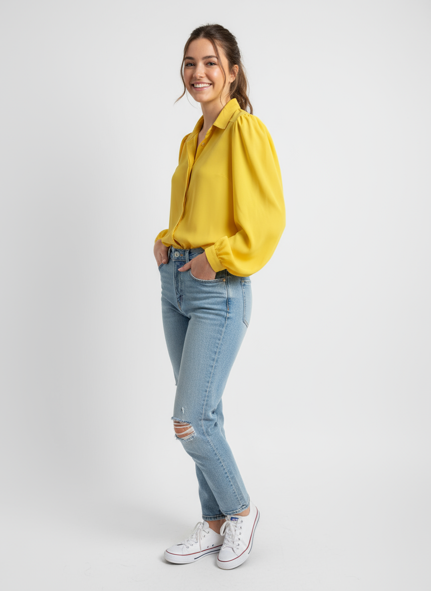 Vintage Qwel Sheer Sunshine Blouse – Size Large