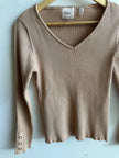 Elie Ribbed Knit Top in Blush Beige – Size Large