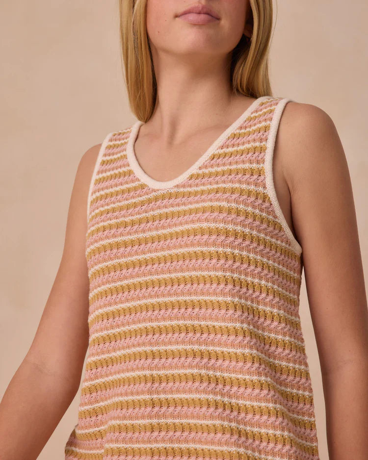 Teen Crochet Tank Mini Dress | Pink Stripe | Rylee & Cru