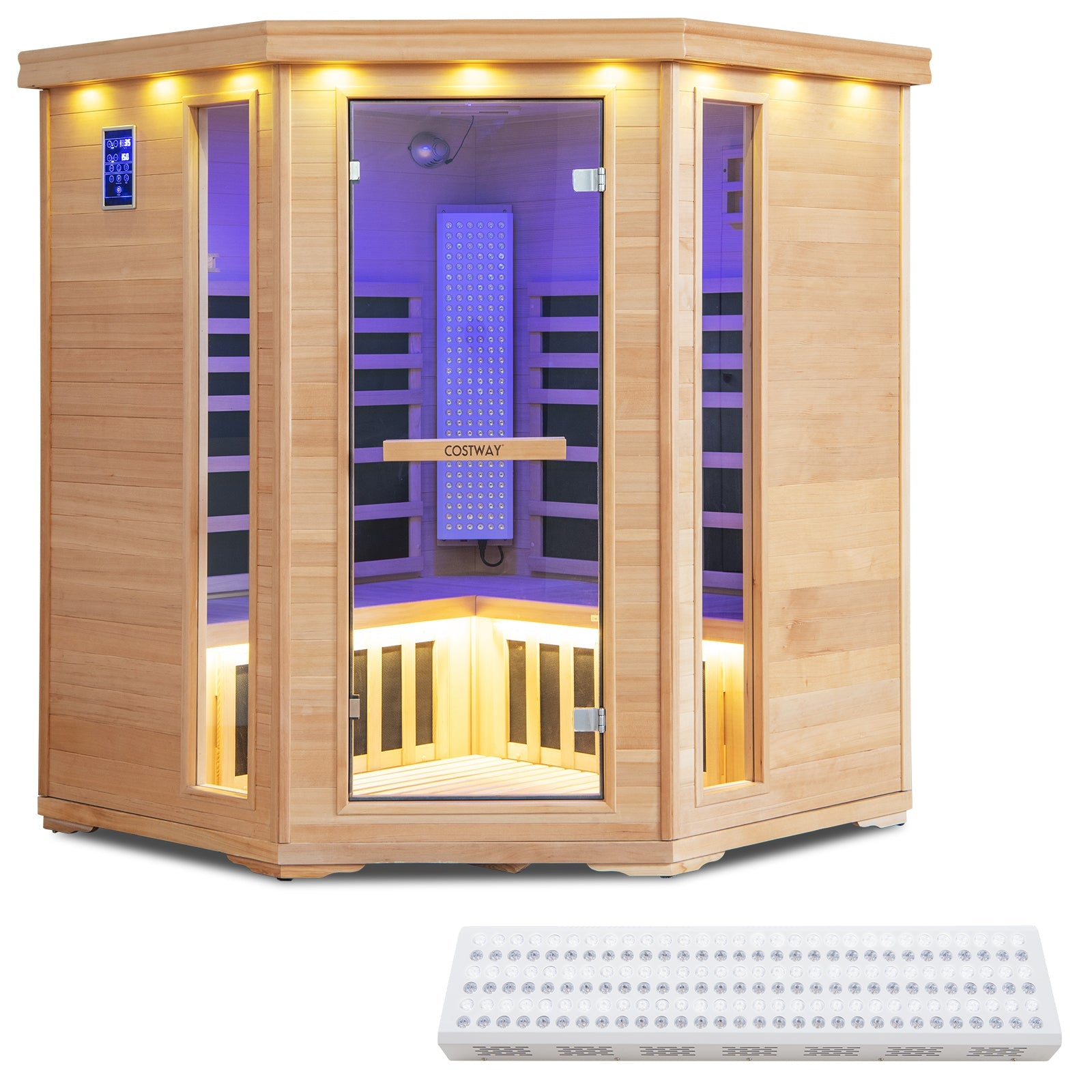 Costway- Premium Corner 3D Full Spectrum Sauna With Red Light Therapy/ Far Infrared-App Controlled, Fully Loaded-Low EMF, JV11522US