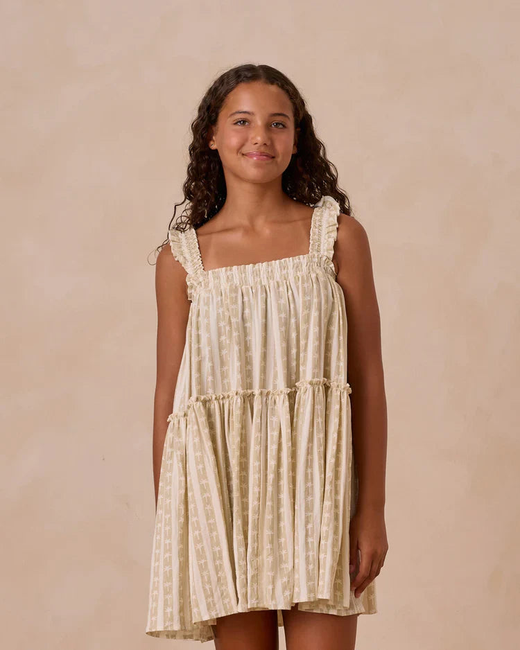 Cicily Dress Teen | Palm Stripe | Rylee & Cru