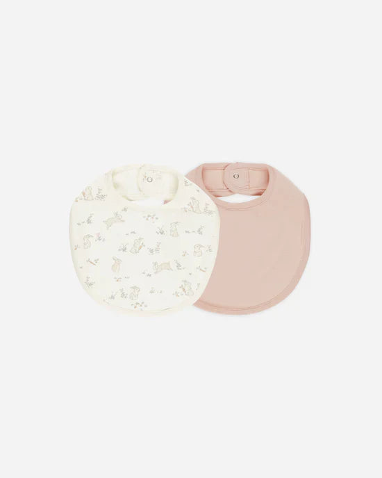 Jersey Snap Bib, 2 Pack | Bunnies, Melon | Quincy Mae