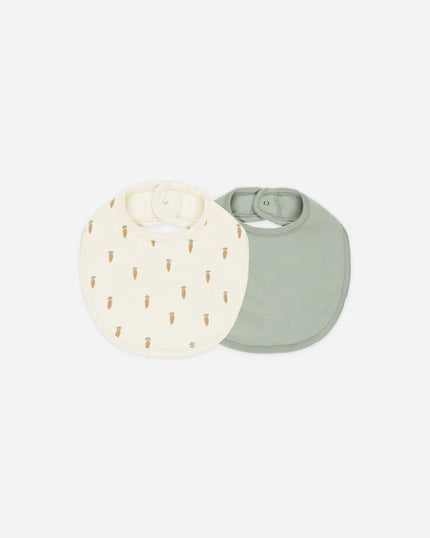Jersey Snap Bib, 2 Pack | Carrots, Sage | Quincy Mae