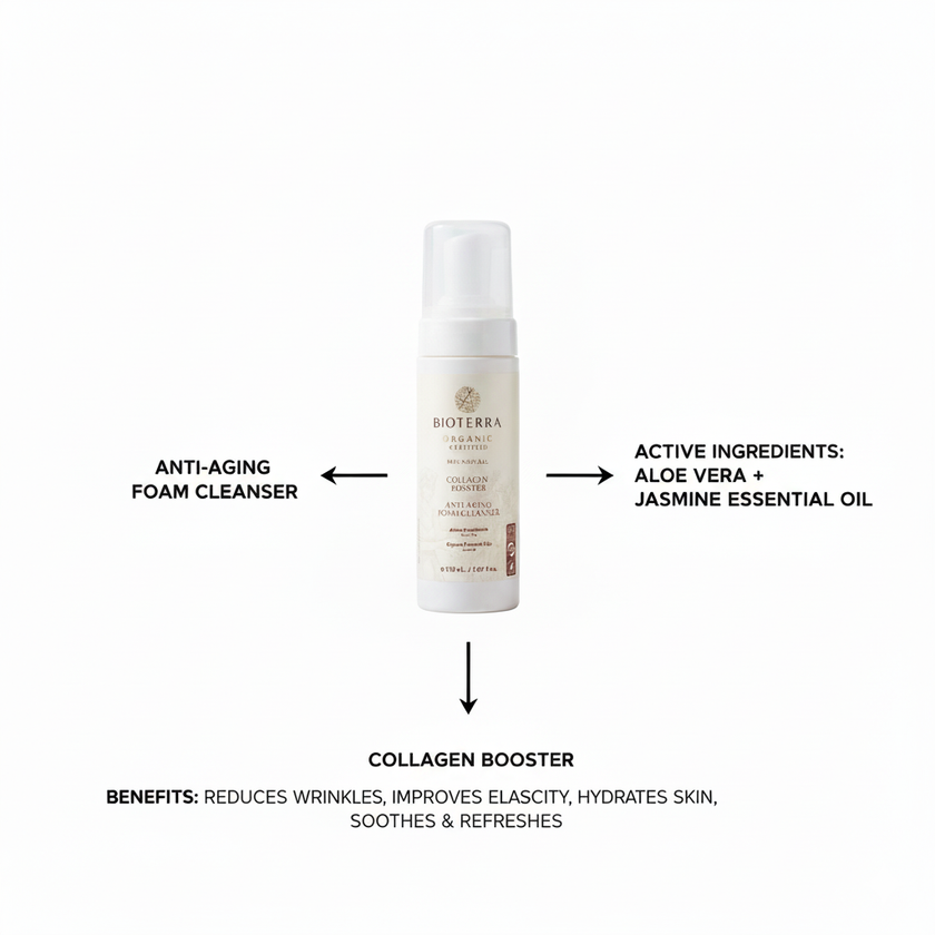 Bioterra Organic Collagen Booster Anti‑Aging Foam Cleanser 150 ml