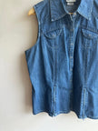 Vintage Denim Sleeveless Button-Up – American Essentials | Size 16/18