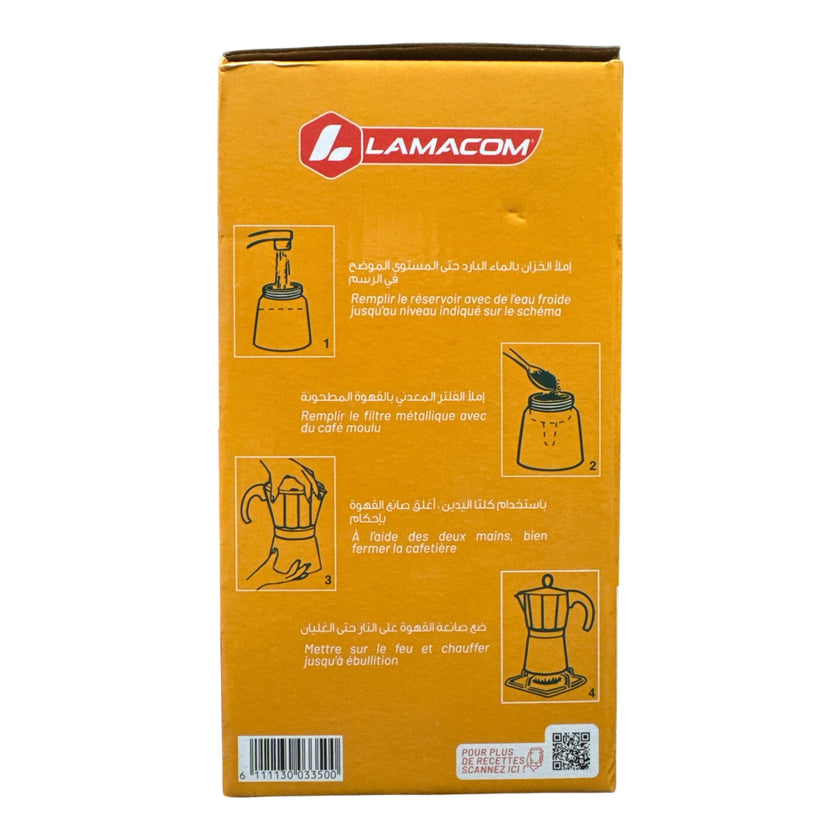 Lamacom Aluminium Moka Pot – 6 Cup Stovetop Espresso Maker