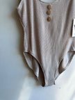 Vintage Textured Button-Front One-Piece Swimsuit – Size Large
