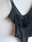 Black Ribbed Tie-Back One-Piece – Size Medium