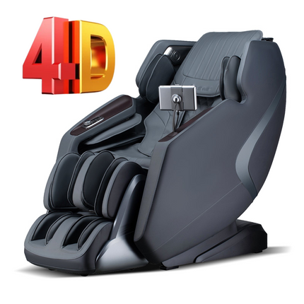 -Costway-4D SL-Track Full Body Massage Chair w/ Zero-Gravity Design, Heated Shawl, Neck & Back & Feet Heater, Calf & Foot Rollers,Magic Calf Rollers, Voice Control, Yoga Stretching, Smart Body Scanning, Touch Screen, Blue-tooth Speaker