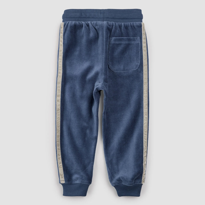 Retro Stripe Joggers | Blue Velour | Miles the Label