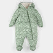 Hooded Baby Snowsuit | Floral Print on Sage Green | Petit Lem