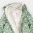 Hooded Baby Snowsuit | Floral Print on Sage Green | Petit Lem