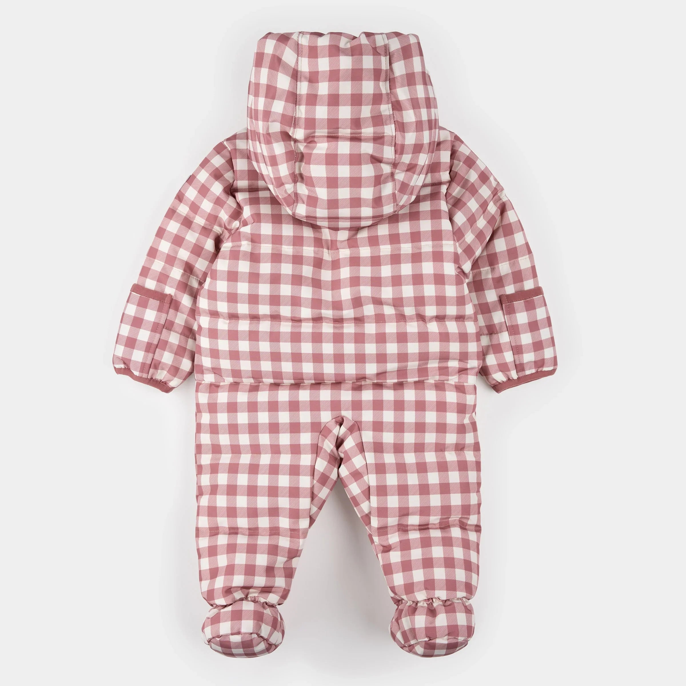 Hooded Baby Snowsuit | Plum Gingham | Petit Lem