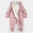 Hooded Baby Snowsuit | Plum Gingham | Petit Lem