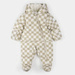 Hooded Baby Snowsuit | Crème Checkerboard | Petit Lem