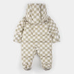 Hooded Baby Snowsuit | Crème Checkerboard | Petit Lem