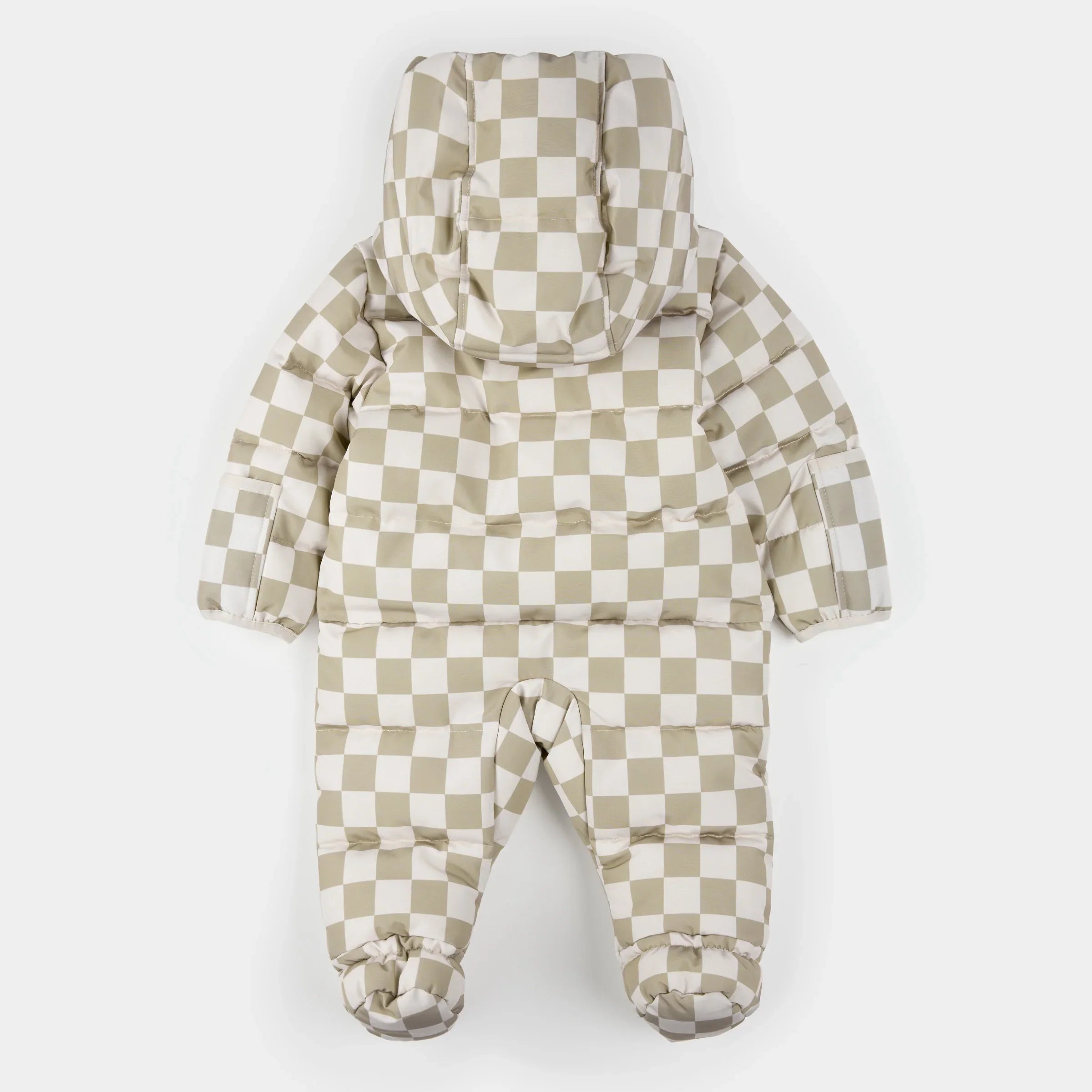 Hooded Baby Snowsuit | Crème Checkerboard | Petit Lem