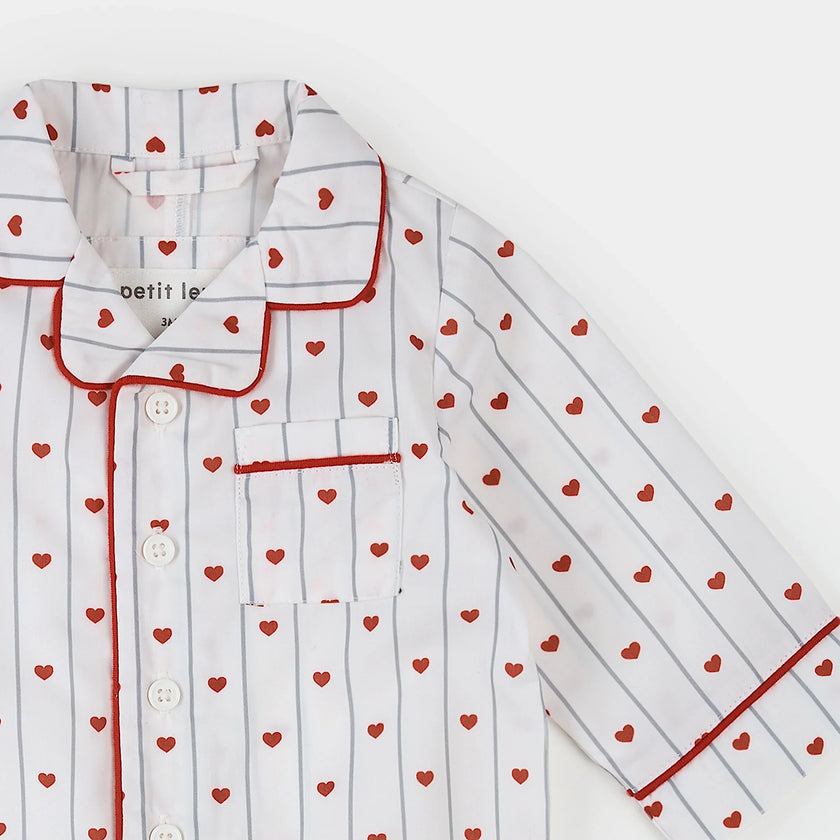 Heart Stripe on Poplin Romper | Petit Lem