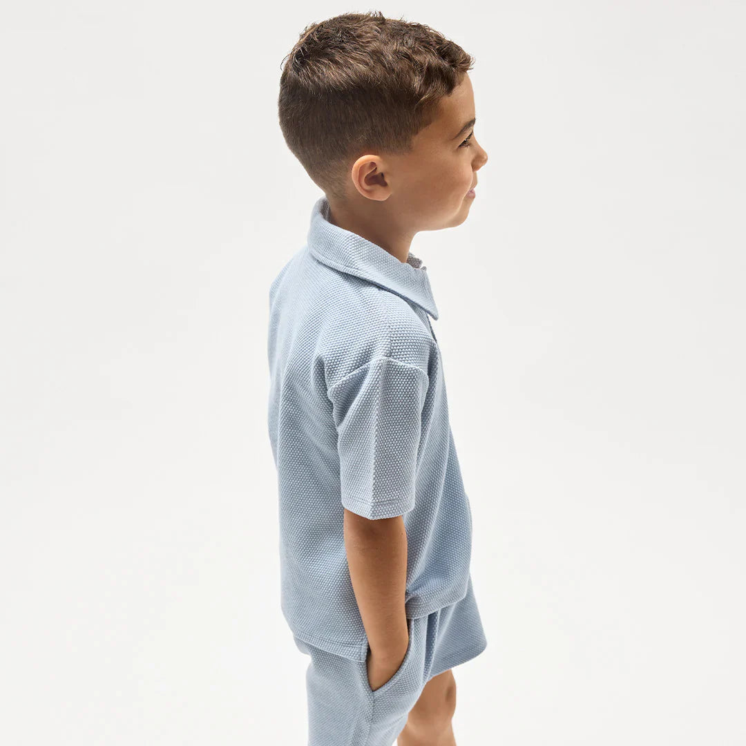 Baby Polo Shirt + Short Set | Powdered Blue | Miles the Label