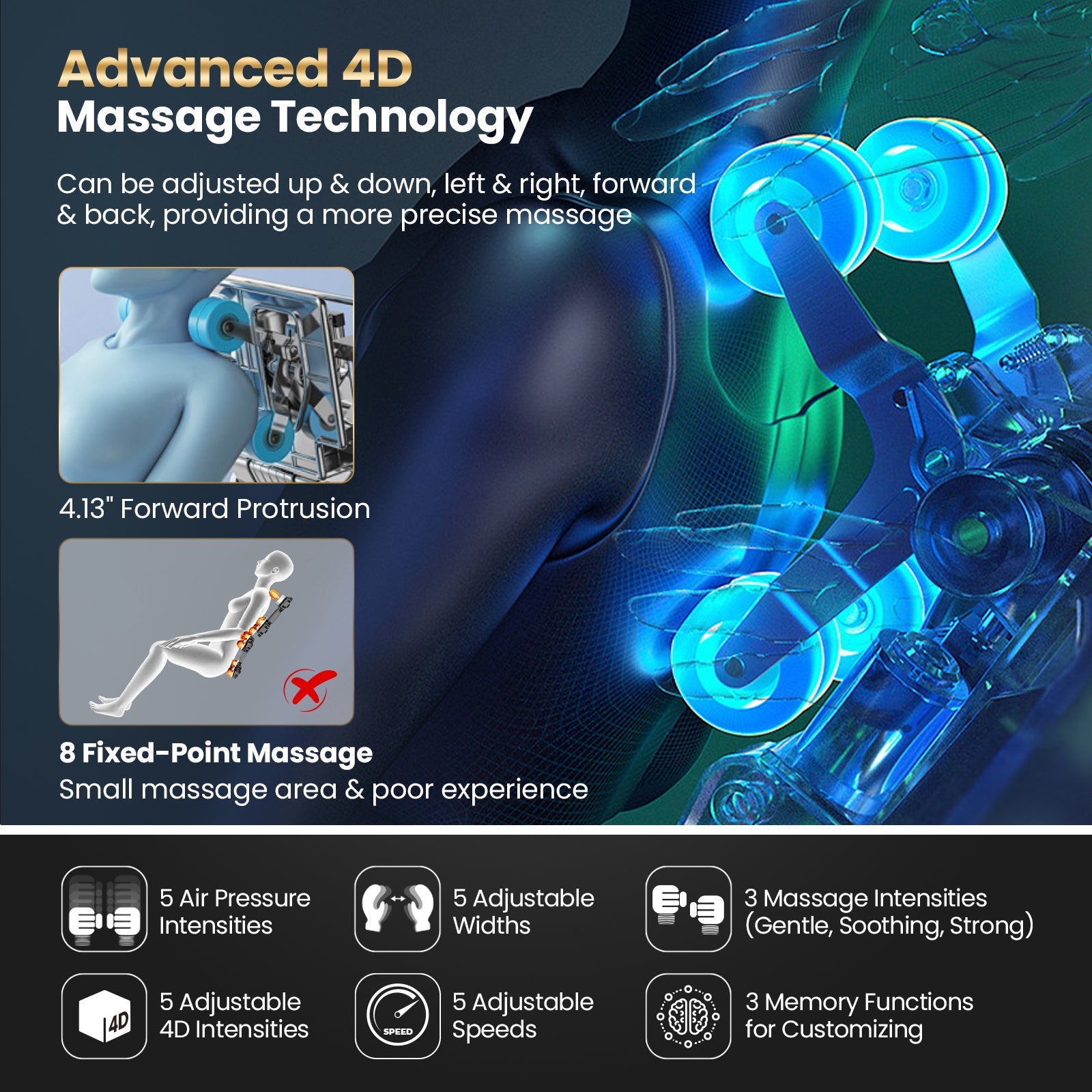 Costway-4D Flexible Track Massage Chair, Full Body Zero Gravity Massage Chair w/ Airbags, Waist Heater, Foot Rollers, Voice Control, Memory Function, Electric Calf Frame, Auto Body Scan, Wireless Charging Station, Thai Stretching- JL10042WL