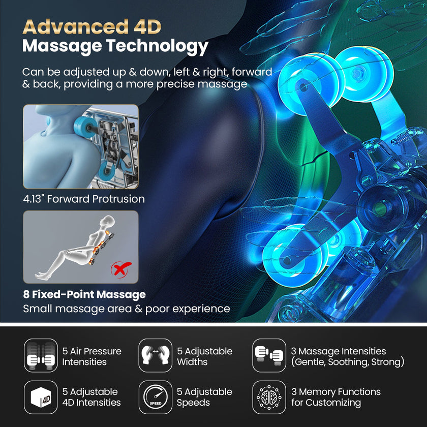 Costway-4D Flexible Track Massage Chair, Full Body Zero Gravity Massage Chair w/ Airbags, Waist Heater, Foot Rollers, Voice Control, Memory Function, Electric Calf Frame, Auto Body Scan, Wireless Charging Station, Thai Stretching- JL10042WL