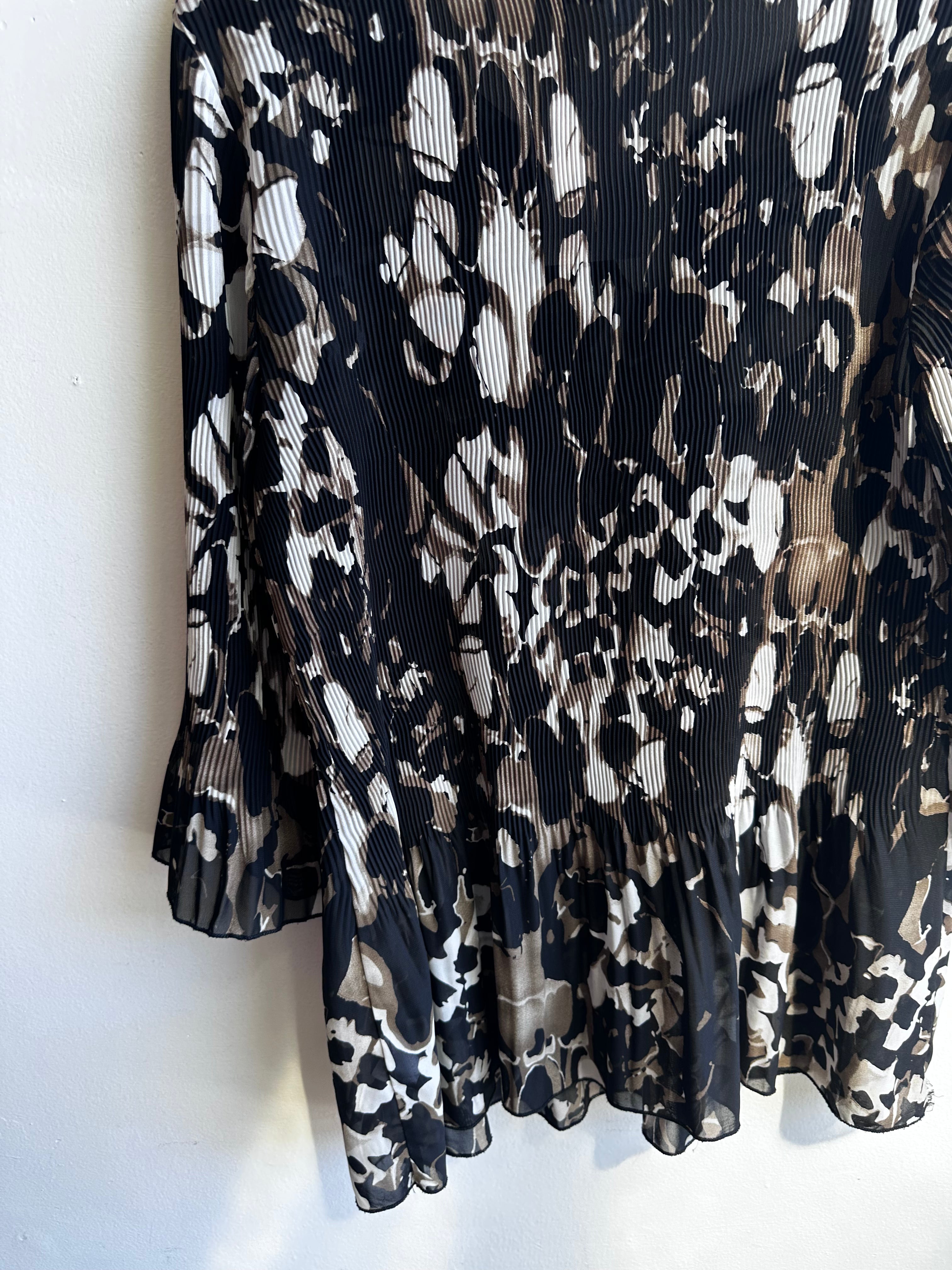 Midnight Petals Pleated Blouse | Size XL