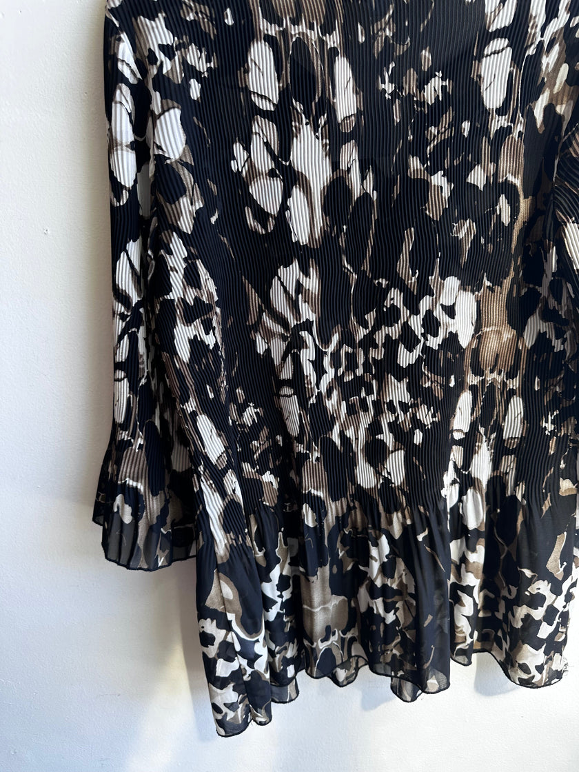 Midnight Petals Pleated Blouse | Size XL