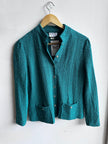 Vintage Leslie Fay Teal Bouclé Button-Up Jacket – Size Medium