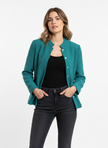 Vintage Leslie Fay Teal Bouclé Button-Up Jacket – Size Medium