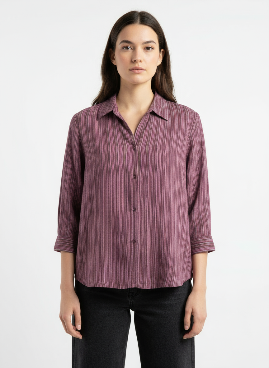 Vintage Mantles 100% Linen Striped Button-Up – Size Large