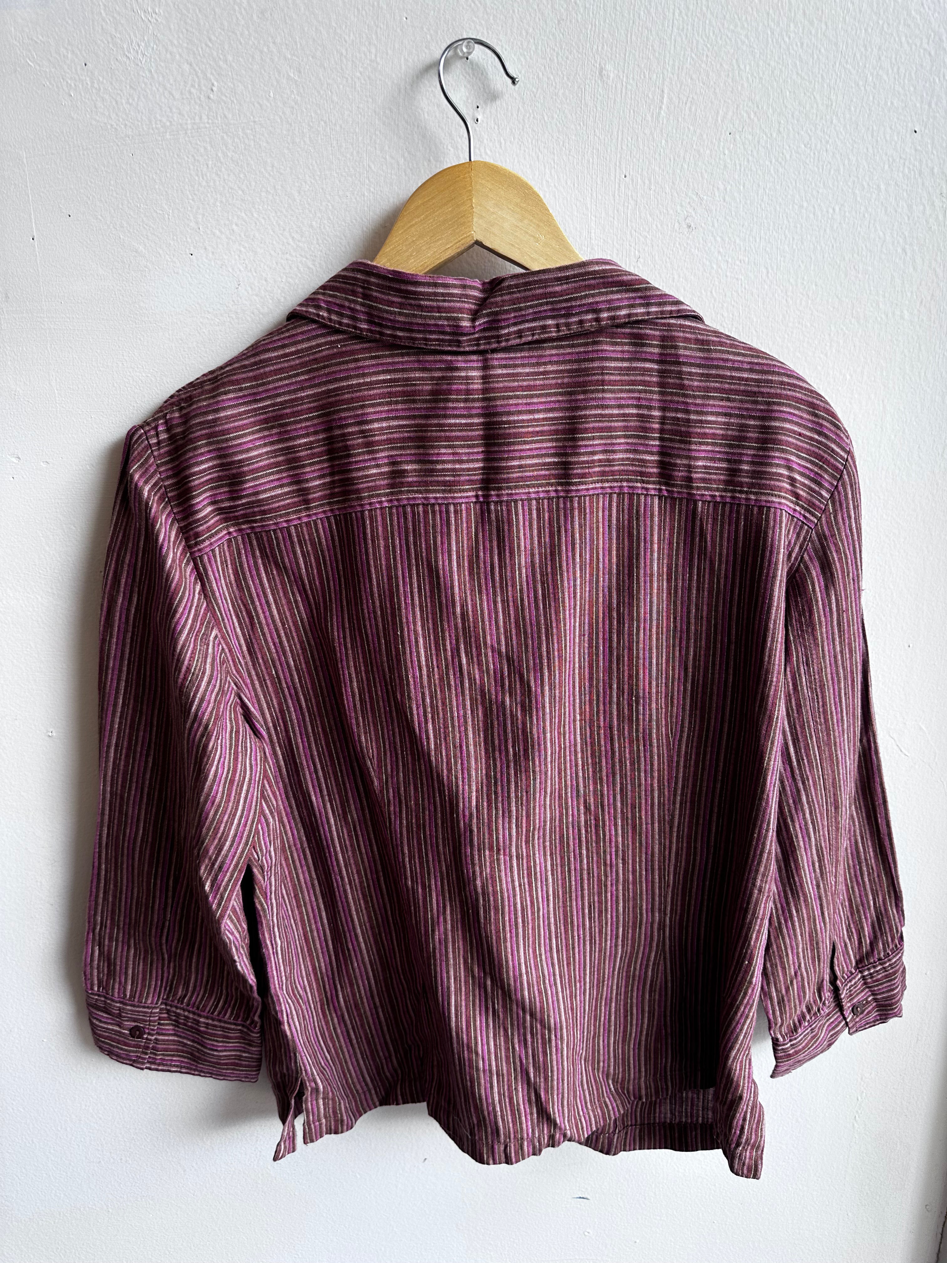 Vintage Mantles 100% Linen Striped Button-Up – Size Large