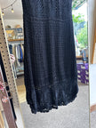 Vintage Black Crochet Midi Dress with Scalloped Hem | Size Small