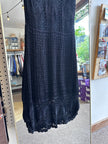 Vintage Black Crochet Midi Dress with Scalloped Hem | Size Small