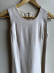 Vintage 60s Cream Shift Dress with Scroll Hem Detail – Size Medium