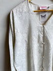 Vintage Shimmery Jacquard Button-Up Blouse – Size Large