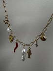 Golden Sea Charm Necklace with Pearls & Talisman Details