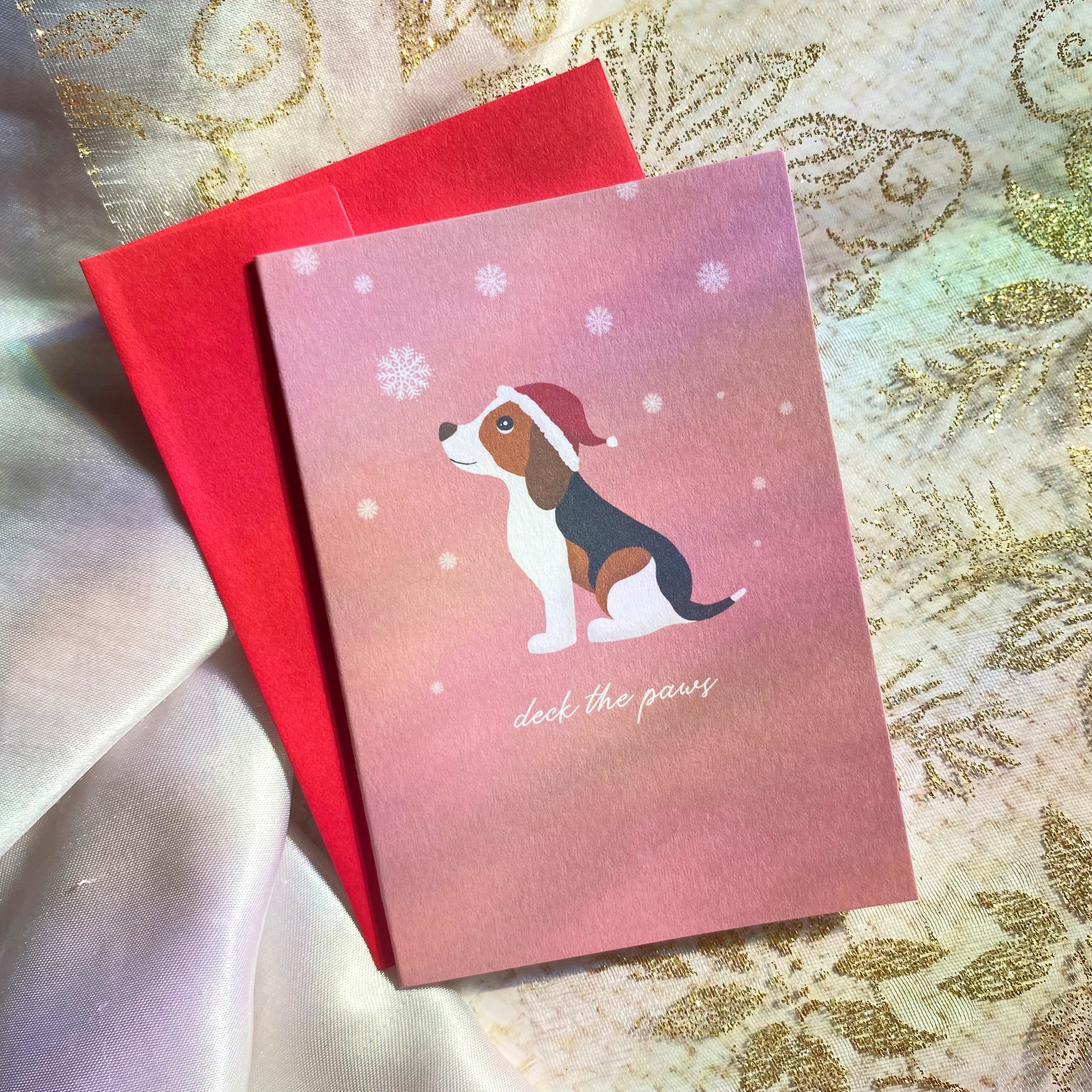 Deck the Paws Dog | Beagle | Mini Greeting Card