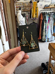 Sterling Silver Wire Abalone Geometric Earrings